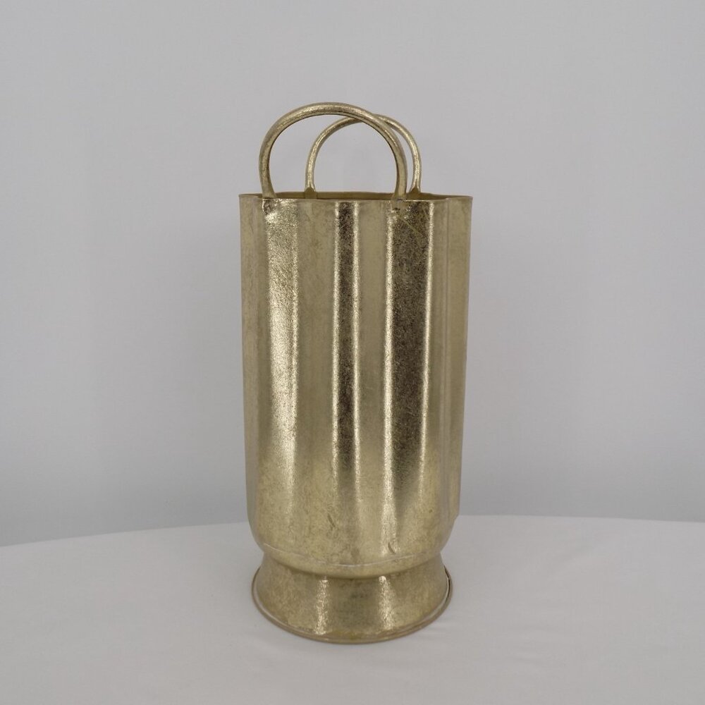 Ashland Gold Tone Tall Metal Flower Vase Handles Fall Autumn Blush Romance New - Picture 4 of 8